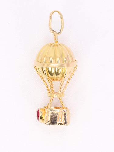 Pendentif Pendentif charm montgolfière en or jaune 18k et pierre rouge 58 Facettes 1CA0000005/3