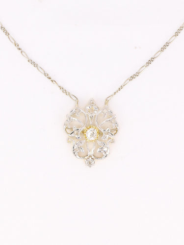 Collier Belle Époque - Collier en or blanc et jaune avec diamants taille ancienne 58 Facettes 1CA0000004/1 BIS