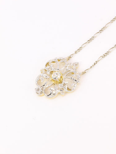 Collier Belle Époque - Collier en or blanc et jaune avec diamants taille ancienne 58 Facettes 1CA0000004/1 BIS