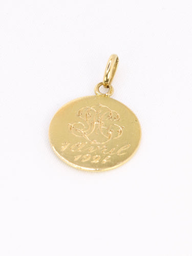 Pendentif Médaille ancienne - Vierge de profil en or jaune 18k 58 Facettes 1182.2