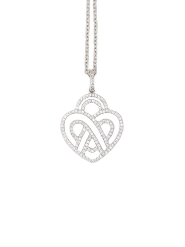 Collier Poiray - Collier cœur entrelacé en or blanc 18K et diamants 58 Facettes 1091.1