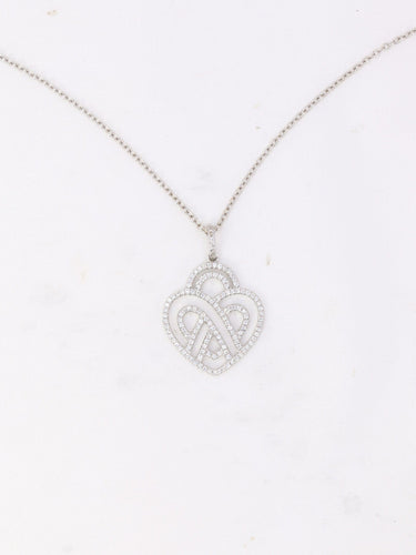 Collier Poiray - Collier cœur entrelacé en or blanc 18K et diamants 58 Facettes 1091.1