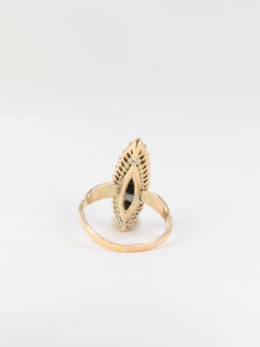 Bague 53.5 Bague marquise ancienne en or jaune 14k et diamants salt & pepper 58 Facettes 318