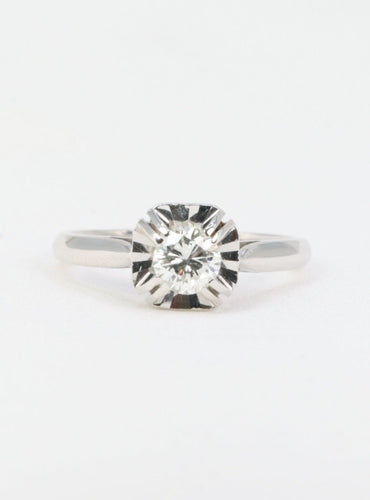Bague 52.5 Bague solitaire Art déco en or blanc 18 carats et diamant 0,5 ct 58 Facettes 582