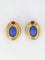 Boucles d'oreilles Clips d’oreilles vintage en or 18K, intaille en verre bleu et cornaline 58 Facettes 523