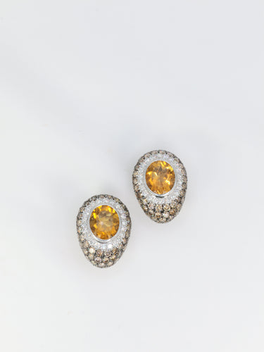 Boucles d'oreilles Clips d’oreilles vintage en or jaune 18 carats, citrines et diamants 58 Facettes 520