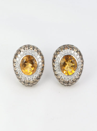 Boucles d'oreilles Clips d’oreilles vintage en or jaune 18 carats, citrines et diamants 58 Facettes 520