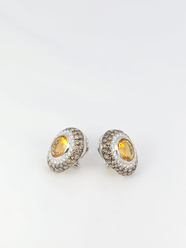 Boucles d'oreilles Clips d’oreilles vintage en or jaune 18 carats, citrines et diamants 58 Facettes 520