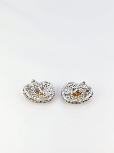 Boucles d'oreilles Clips d’oreilles vintage en or jaune 18 carats, citrines et diamants 58 Facettes 520