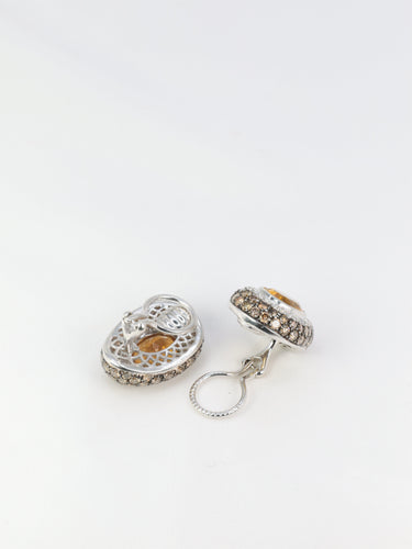 Boucles d'oreilles Clips d’oreilles vintage en or jaune 18 carats, citrines et diamants 58 Facettes 520
