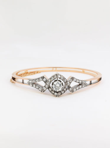 Bracelet Bracelet jonc or rose diamants taille ancienne 58 Facettes 664