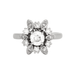 Ring 48 Fleur ring in platinum and white gold with diamonds 58 Facettes DV0629-1