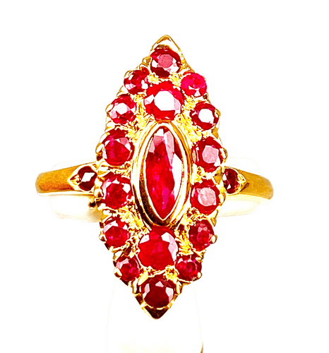 Bague 58 Bague or jaune pavée de rubis 58 Facettes AB395