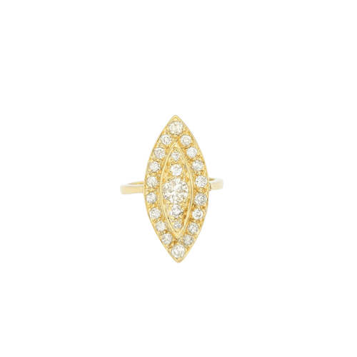 Bague 48 Marquise en or jaune et diamants 58 Facettes 29588
