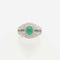 Bague 52 Art déco - Bague en platine avec émeraude cabochon et diamants 58 Facettes 22774