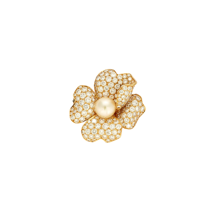 CARTIER - Broche Païva or jaune, diamants et perle de culture