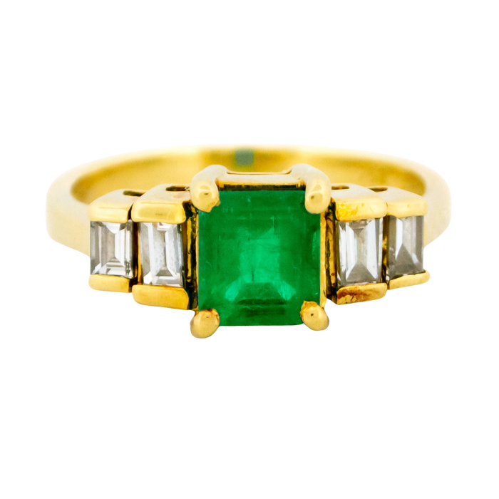 Bague or jaune émeraude diamant