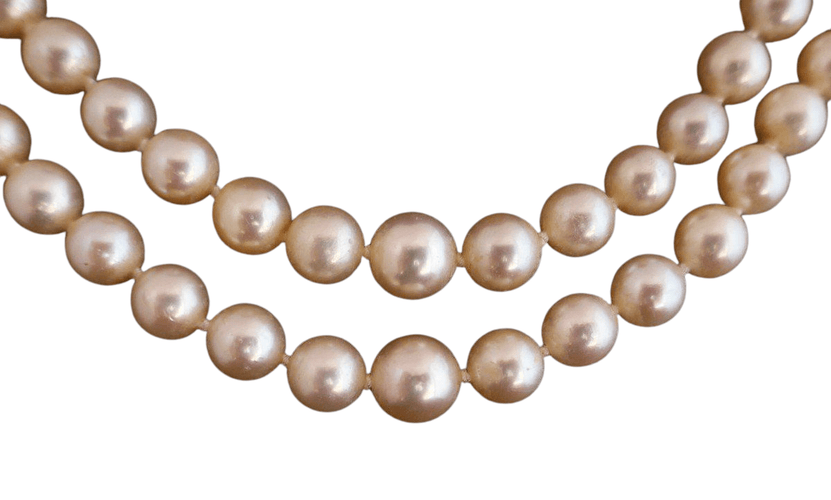 Collier Collier de Perles de Culture 2 Rangs, Fermoir Or 58 Facettes