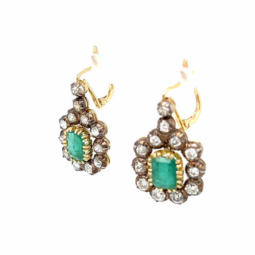 Boucles d'oreilles Art déco - Boucles d’oreilles pendantes en or blanc 18k, émeraudes colombiennes et diamants 58 Facettes