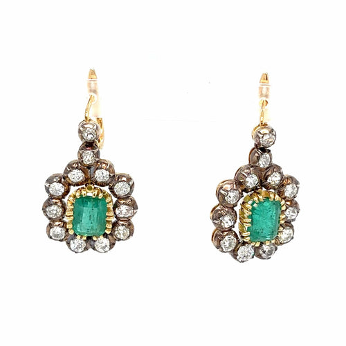 Boucles d'oreilles Art déco - Boucles d’oreilles pendantes en or blanc 18k, émeraudes colombiennes et diamants 58 Facettes