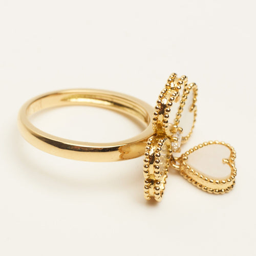 Bague 51 Van Cleef & Arpels Sweet Hearts - Bague en or jaune, diamants et nacre 58 Facettes