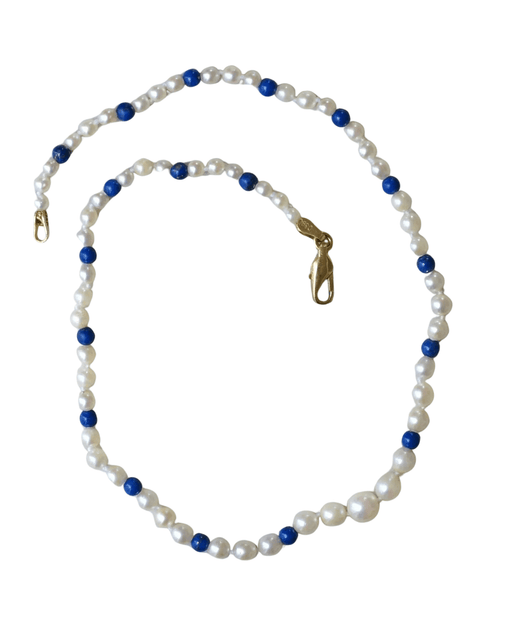 Collier Collier perles de culture et lapis lazuli or jaune 58 Facettes