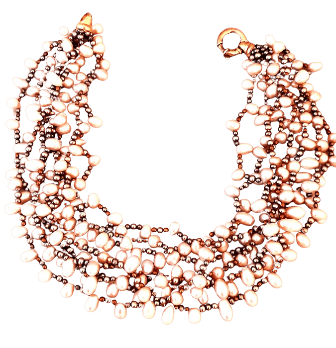 Collier Collier composé de perles de cultures poires roses et grises 58 Facettes C 98