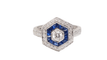 Bague 53.5 Bague hexagonale, saphirs calibrés et diamants 58 Facettes 32645