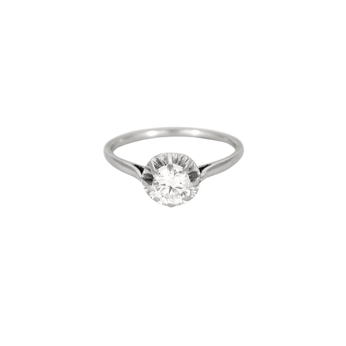 Bague 59 Bague Solitaire Diamant 0,60ct or blanc et platine 58 Facettes GU150