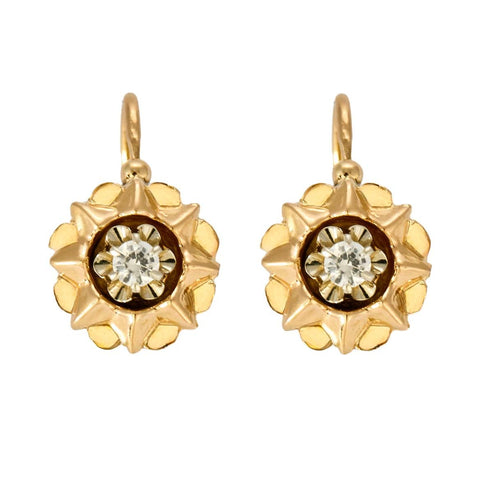 Boucles d'oreilles Paire de boucles d'oreilles or jaune et gris et diamant 58 Facettes CAR1758