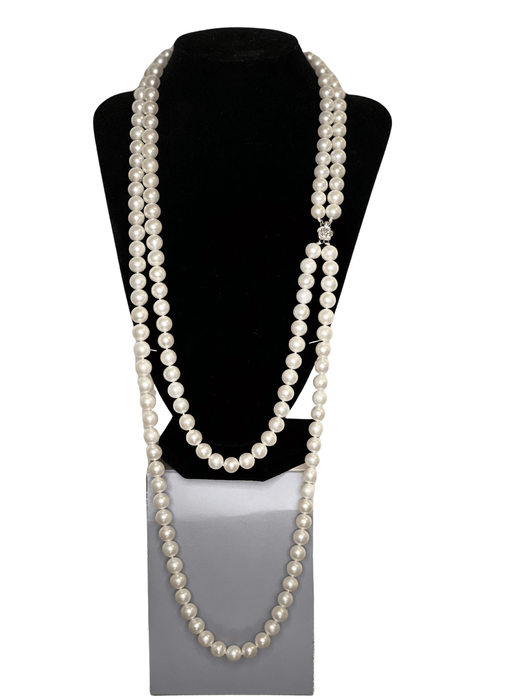 Collier Collier deux rangs 162 Perles de culture blanches 60,5 Cm 58 Facettes