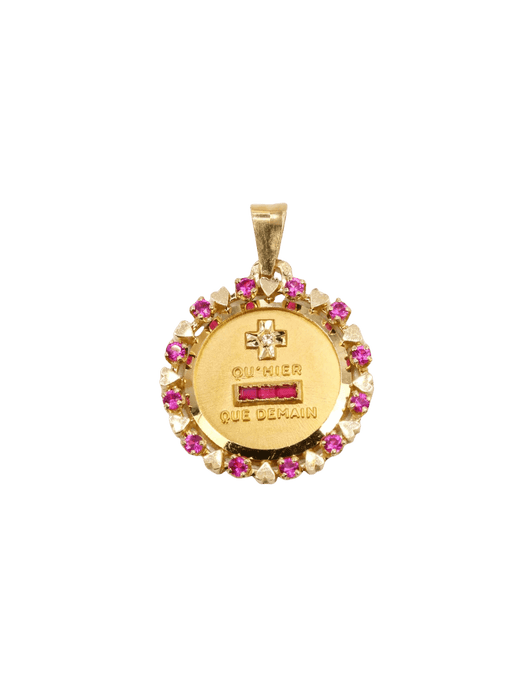 Pendentif AUGIS - Médaille Amour entourage cœur diamant rubis 58 Facettes J457