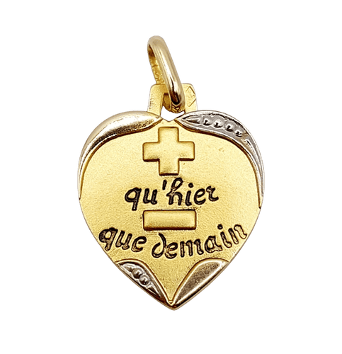 Pendentif AUGIS - Pendentif médaille d'amour or "+ qu'hier - que demain" - La Sentimentale 58 Facettes J5019X0000