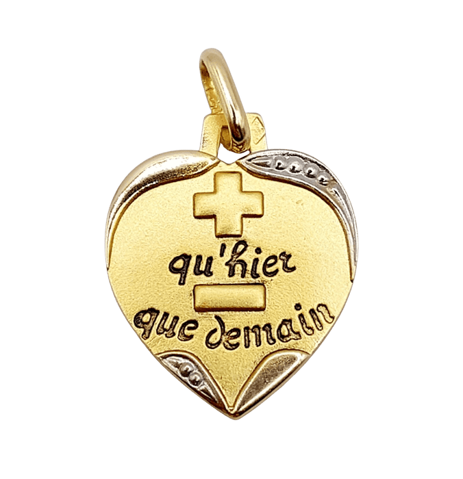 Pendentif AUGIS - Pendentif médaille d'amour or "+ qu'hier - que demain" - La Sentimentale 58 Facettes J5019X0000