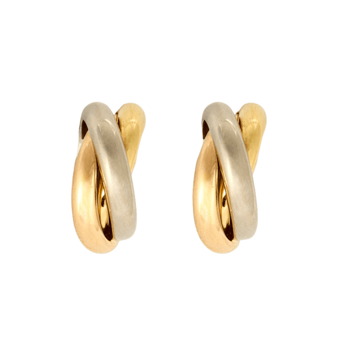 Boucles d'oreilles CARTIER- TRINITY-Créoles trois ors  jaune, blanc et rose 58 Facettes DV7242-1