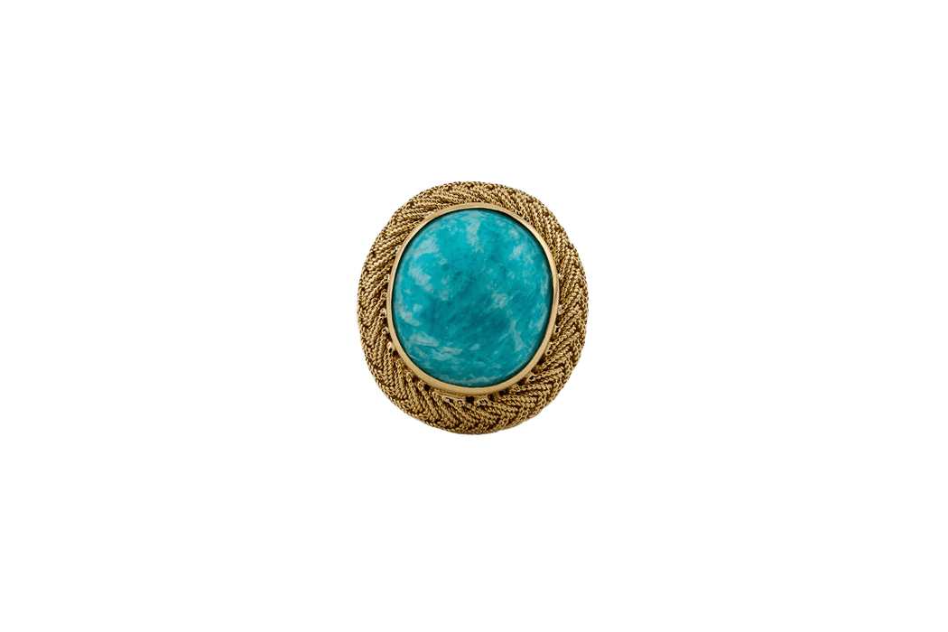 Bague 57 Bague vintage en or jaune avec turquoise 58 Facettes ANL831