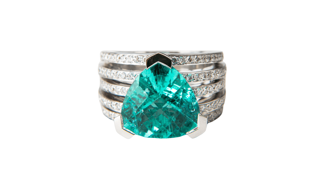 Bague 55 VAN GOLLER - Bague or blanc Paraiba Trillon 58 Facettes Trillon/01