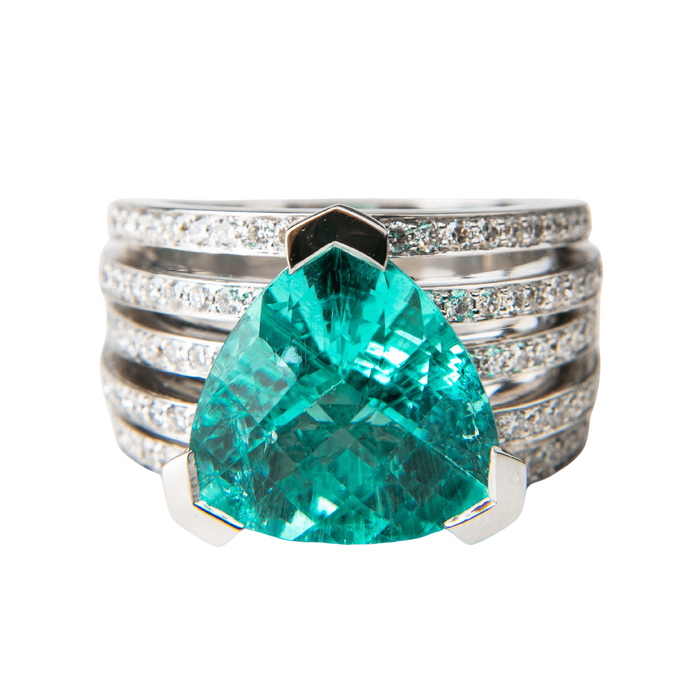 Bague 55 VAN GOLLER - Bague or blanc Paraiba Trillon 58 Facettes Trillon/01