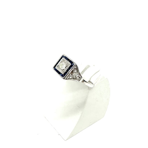 Bague Bague en platine et or blanc 750 avec diamants et saphirs synthétiques 58 Facettes Z1351209