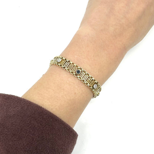 Bracelet Bracelet en or jaune 750 avec saphirs et diamants 58 Facettes Z1351550
