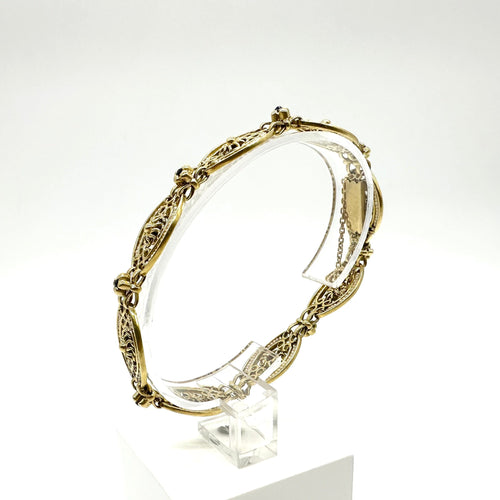 Bracelet Bracelet ancien - Perles fines et saphirs en or jaune 750 58 Facettes Z1351637