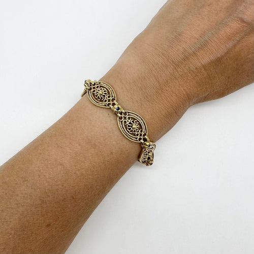 Bracelet Bracelet ancien - Perles fines et saphirs en or jaune 750 58 Facettes Z1351637