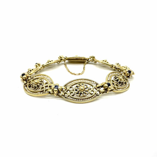 Bracelet Bracelet ancien - Perles fines et saphirs en or jaune 750 58 Facettes Z1351637
