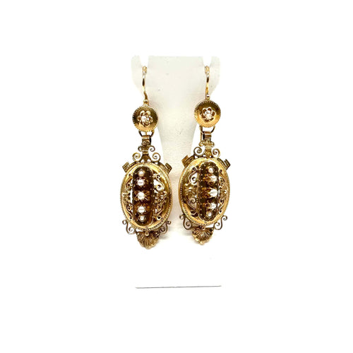 Boucles d'oreilles Boucles d'oreilles pendantes en or jaune 750 et demi-perles fines 58 Facettes Z1351652