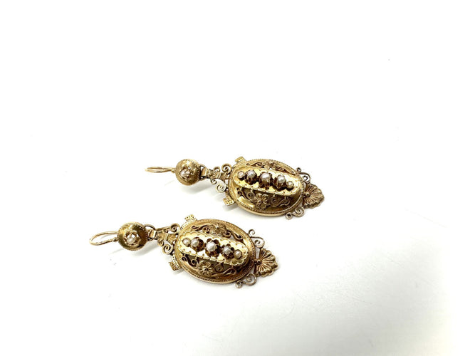 Boucles d'oreilles Boucles d'oreilles pendantes en or jaune 750 et demi-perles fines 58 Facettes Z1351652