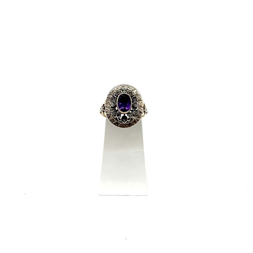 Bague Bague en or rose 750 et argent à améthyste et diamants 58 Facettes Z1351655