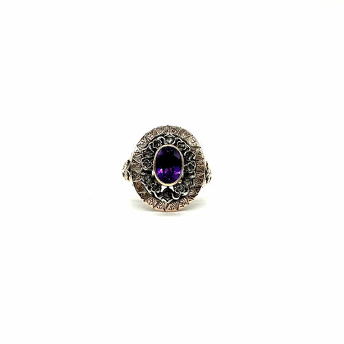 Bague Bague en or rose 750 et argent à améthyste et diamants 58 Facettes Z1351655
