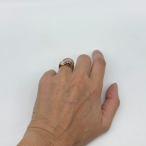 Bague 52 Bague tank en platine et or rose 750 avec diamants 58 Facettes Z1351810