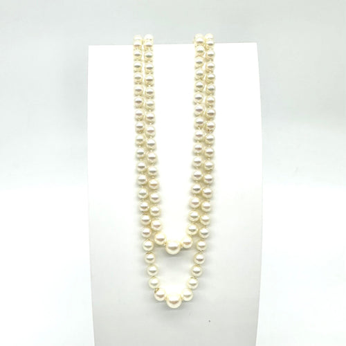 Collier Collier en chute double rang de perles de culture en or blanc et diamants 58 Facettes Z15B51350