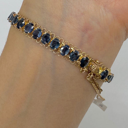 Bracelet Bracelet en or jaune 750 et saphirs ovales 12,60 ct 58 Facettes Z15B51418
